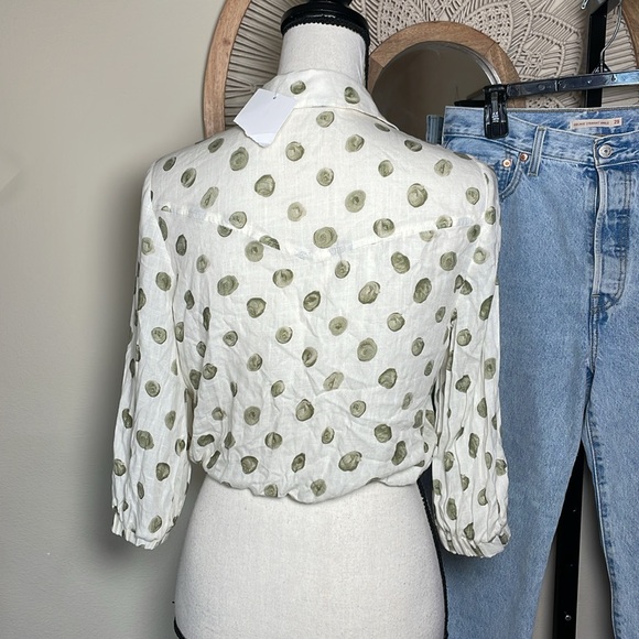 Zara Ivory, Green Polka Dot Crop Top NwT size small - Picture 6 of 6